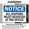 Signmission All Visitors Must Register At The Office OSHA Notice Sign, Vinyl Decal, 10in W x 7in L, 2PK OS-2PACK-NS-D-710-L-15235 - alternate 5